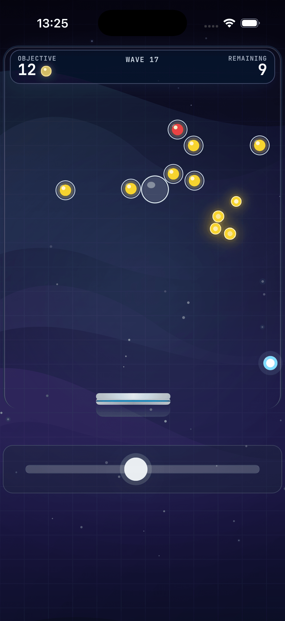 Rebound screenshot showing dense wave action and bubble splitting