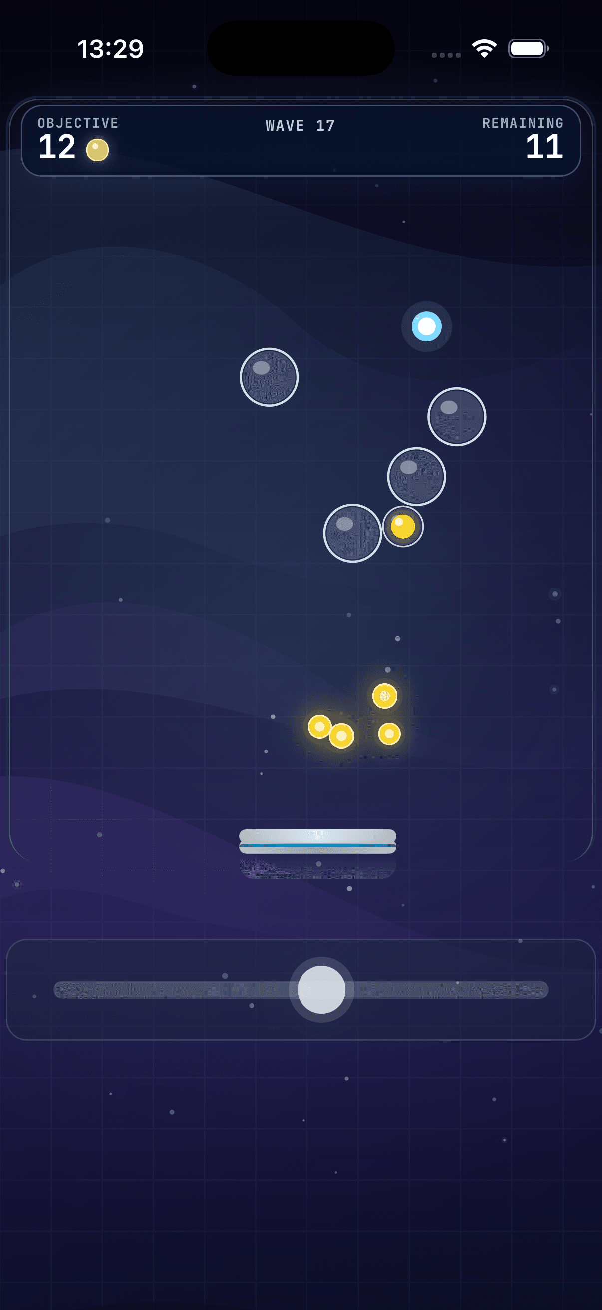 Rebound skill-based arcade screenshot during a high-pressure wave